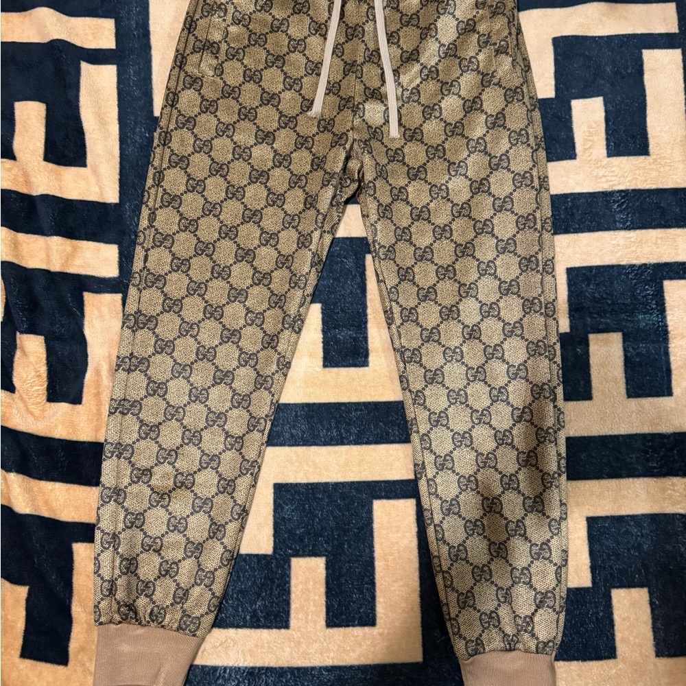 Gucci Tan Monogram Sweatpants